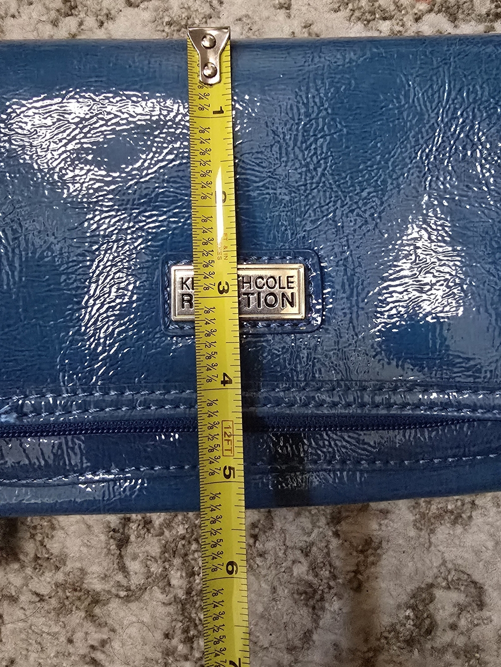 Kenneth Cole Reactio Teal Blue Patent Crossbody Multiple Pockets Bag - Picture 14 of 17